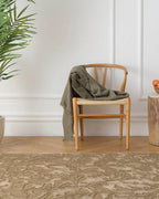Floral Area Rug in Recycled Polyester, Washable Medium-Pile Design in Bone Beige or Camel, Multiple Room Sizes
