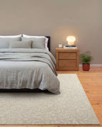 Floral Area Rug in Recycled Polyester, Washable Medium-Pile Design in Bone Beige or Camel, Multiple Room Sizes