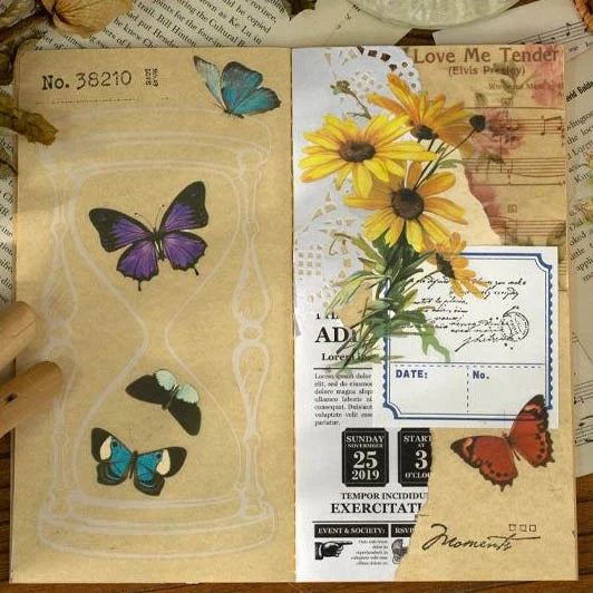 Floral Journal Stickers for Bullet Journals, Scrapbooks and Junk Journals in Rose, Butterfly, Cotton, Fungi, Daisy and Map