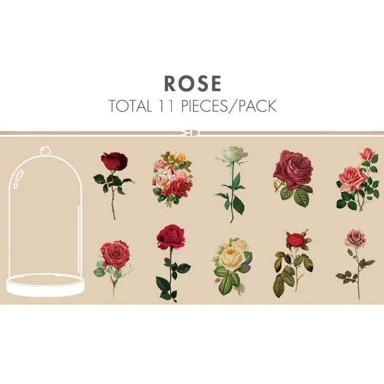 Floral Journal Stickers for Bullet Journals, Scrapbooks and Junk Journals in Rose, Butterfly, Cotton, Fungi, Daisy and — Rose