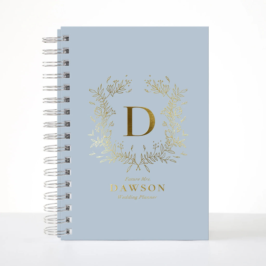 Floral Monogram Wedding Planner with Metallic Foil Details and Tabbed Sections for Easier Organization
