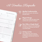 Floral Monogram Wedding Planner with Metallic Foil Details and Tabbed Sections for Easier Organization