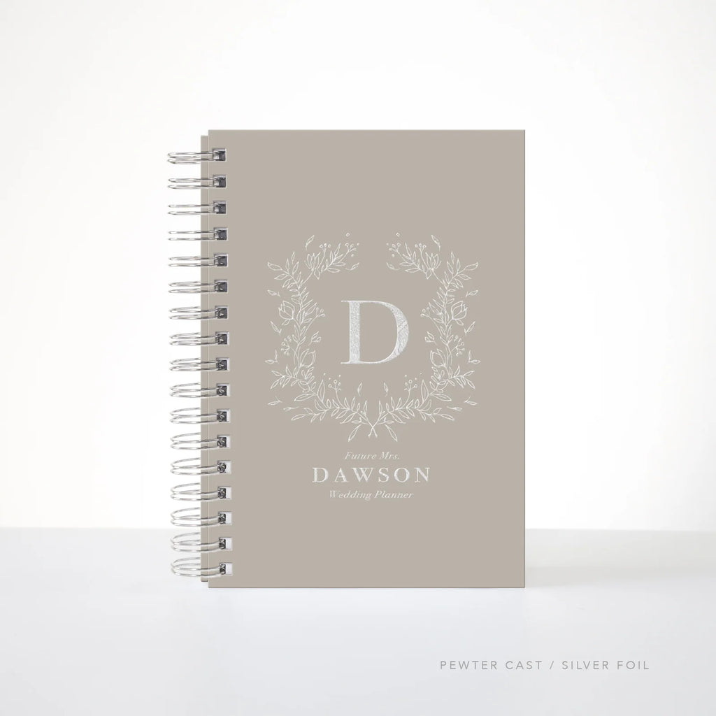 Floral Monogram Wedding Planner with Metallic Foil Details and Tabbed Sections for Easier Organization