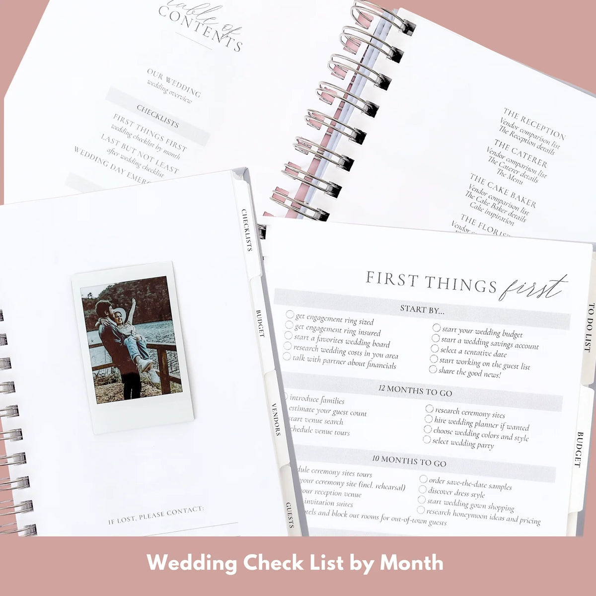 Floral Monogram Wedding Planner with Metallic Foil Details and Tabbed Sections for Easier Organization