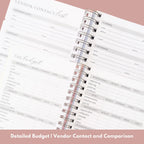 Floral Monogram Wedding Planner with Metallic Foil Details and Tabbed Sections for Easier Organization