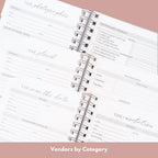Floral Monogram Wedding Planner with Metallic Foil Details and Tabbed Sections for Easier Organization