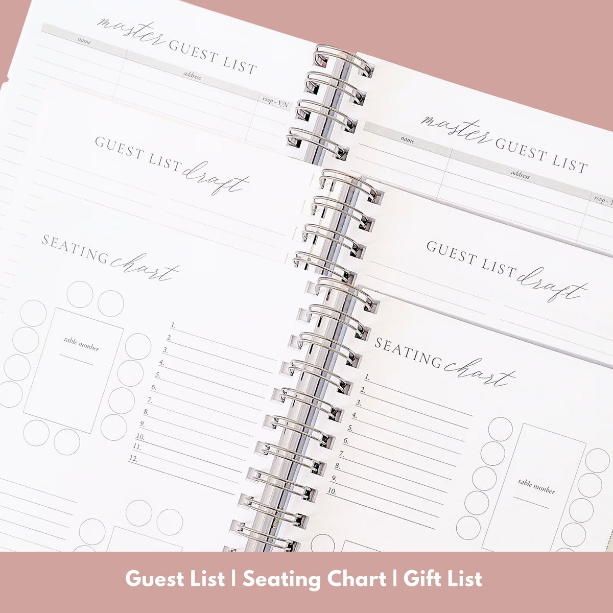 Floral Monogram Wedding Planner with Metallic Foil Details and Tabbed Sections for Easier Organization