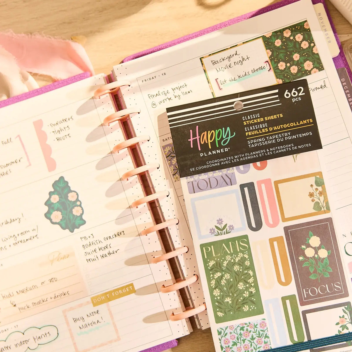 Floral Planner Sticker Book with 30 Sheets of Spring Designs for Decorative and Functional Page Layouts