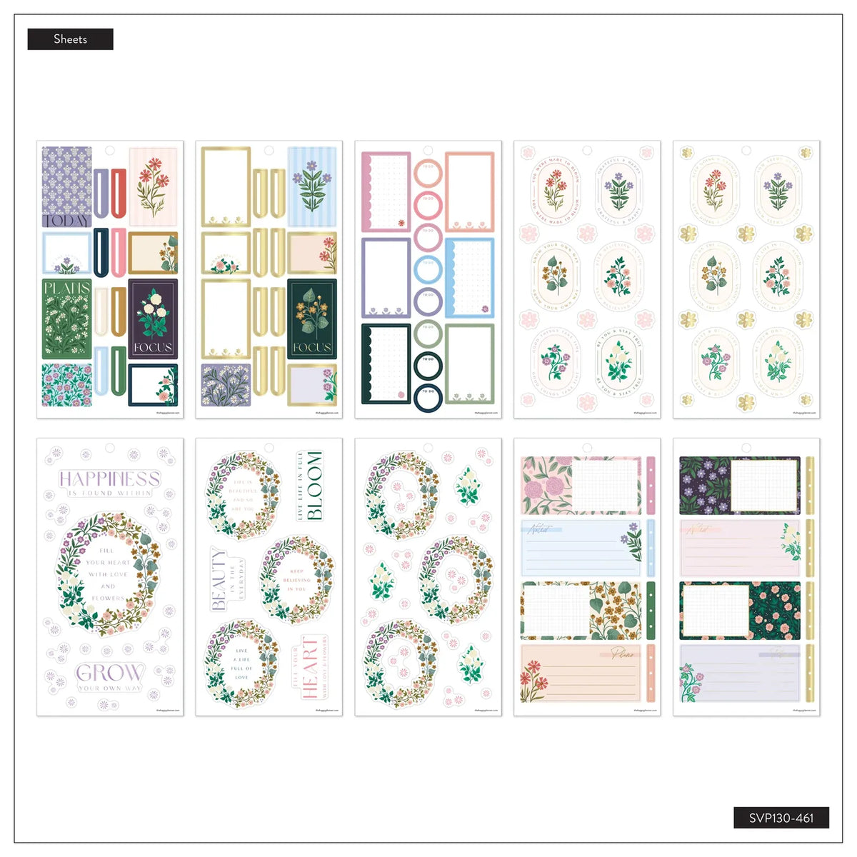 Floral Planner Sticker Book with 30 Sheets of Spring Designs for Decorative and Functional Page Layouts