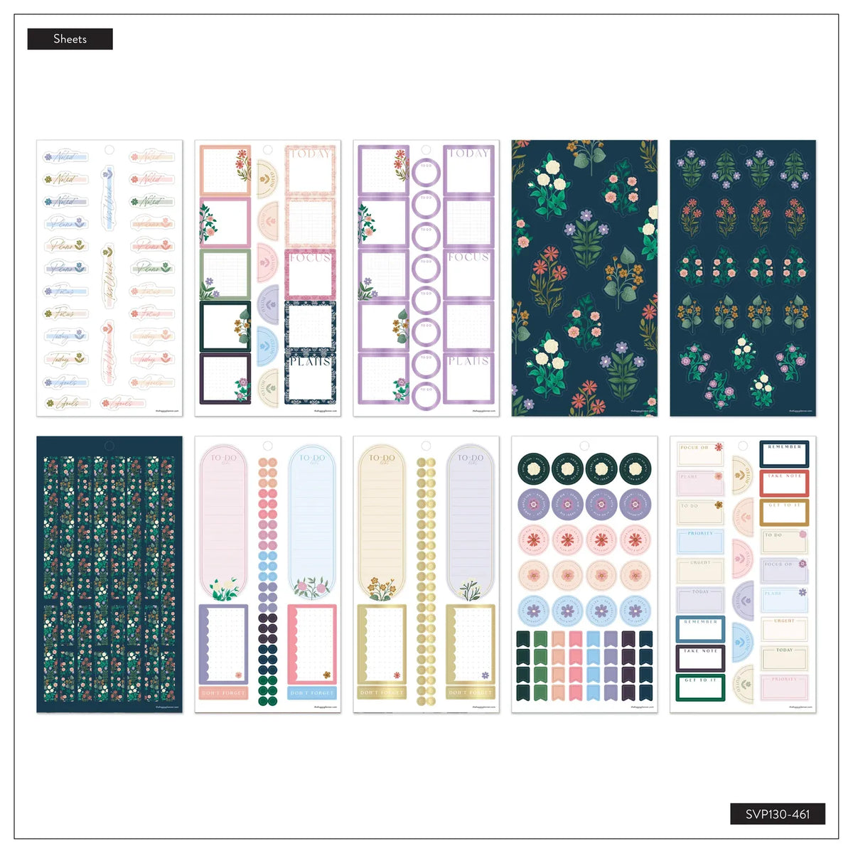Floral Planner Sticker Book with 30 Sheets of Spring Designs for Decorative and Functional Page Layouts
