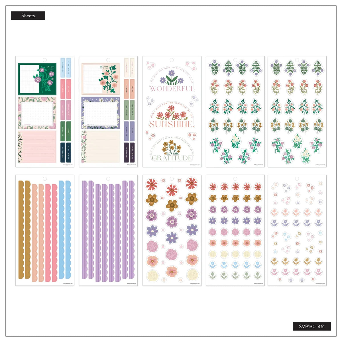 Floral Planner Sticker Book with 30 Sheets of Spring Designs for Decorative and Functional Page Layouts