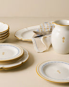 Floral Printed Cloth Napkins, Set of Four with Yellow and Blue Watercolor Motifs for Everyday Dining