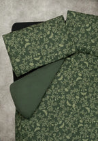 Floral Queen Bedding Set in Green Cotton-Linen Blend
