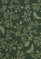 Floral Queen Bedding Set in Green Cotton-Linen Blend