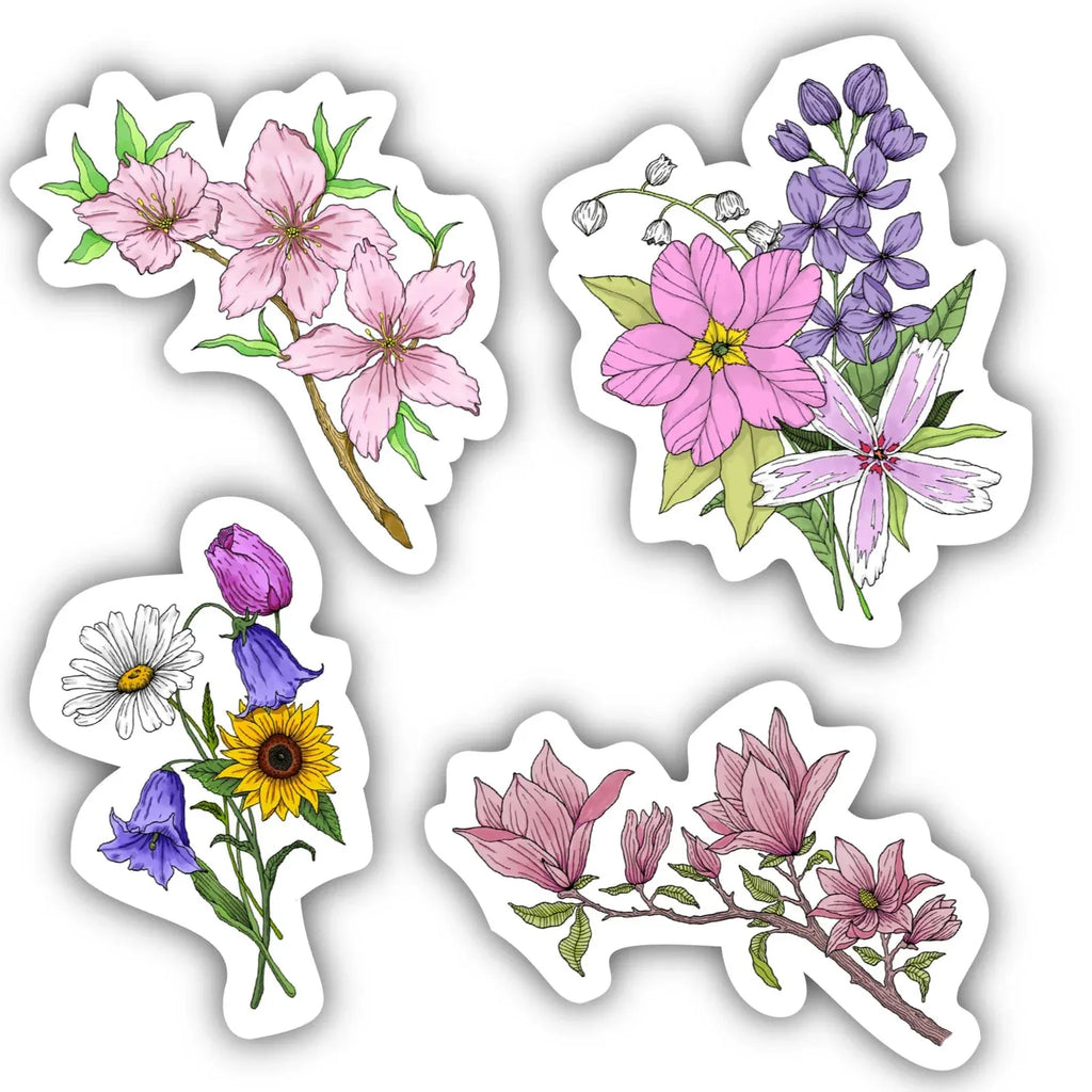 Floral Sticker 4 Pack