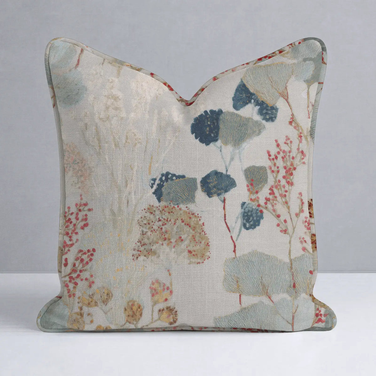 Floral Throw Pillow in a USA-Made Linen Blend