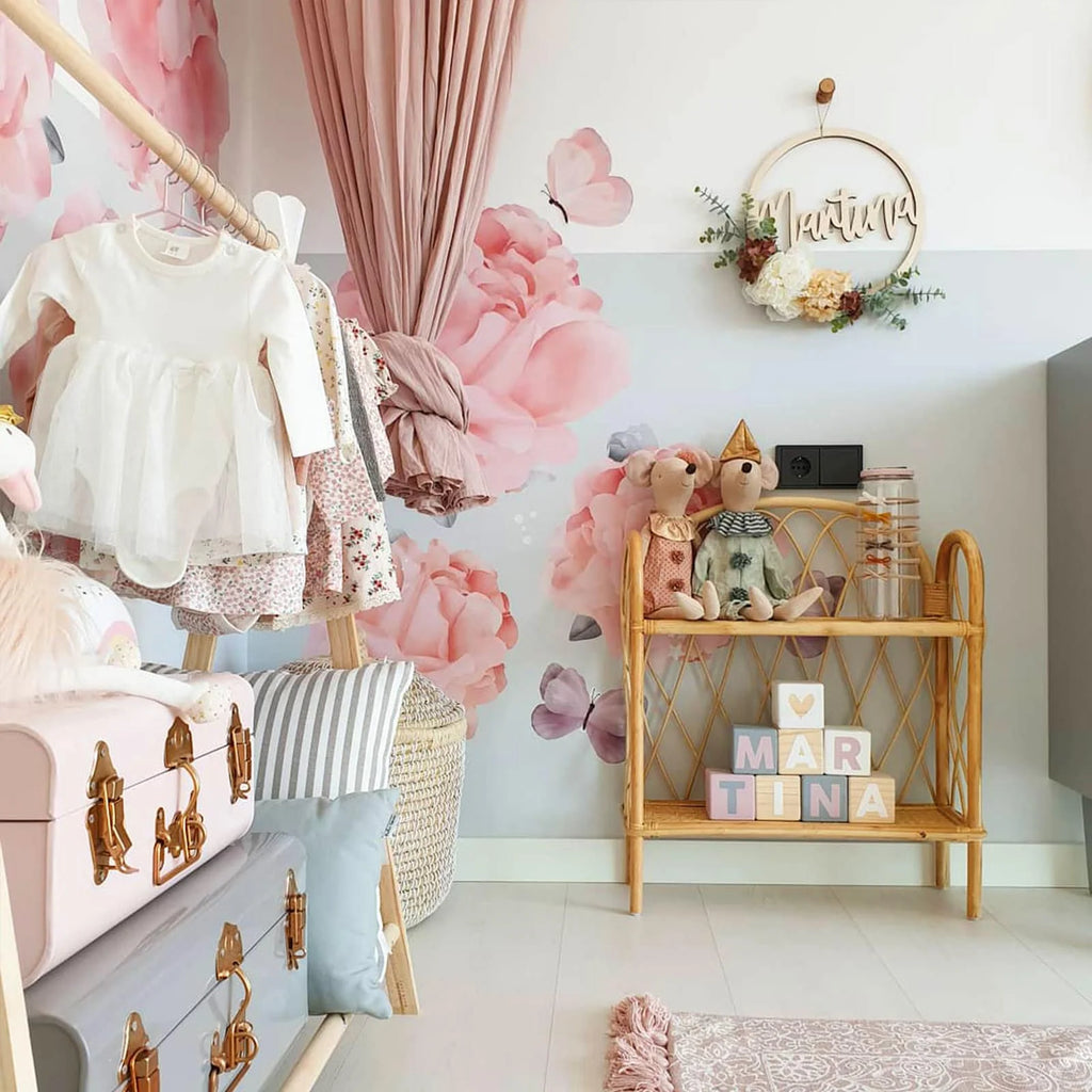 Floral Wall Stickers with Peonies, Butterflies, Stars and White Star Dust in Three Decorative Pack Sizes