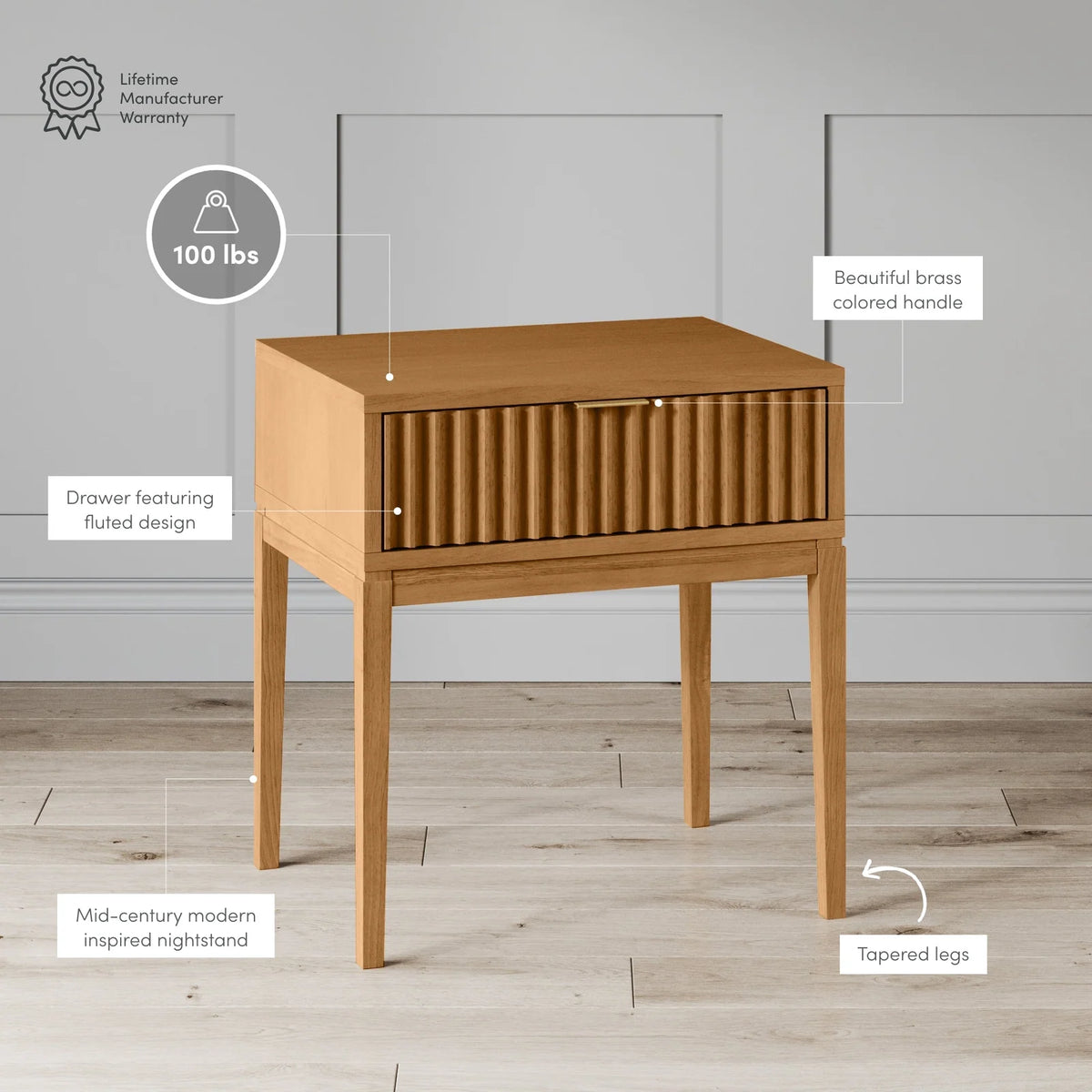 Fluted Nightstand