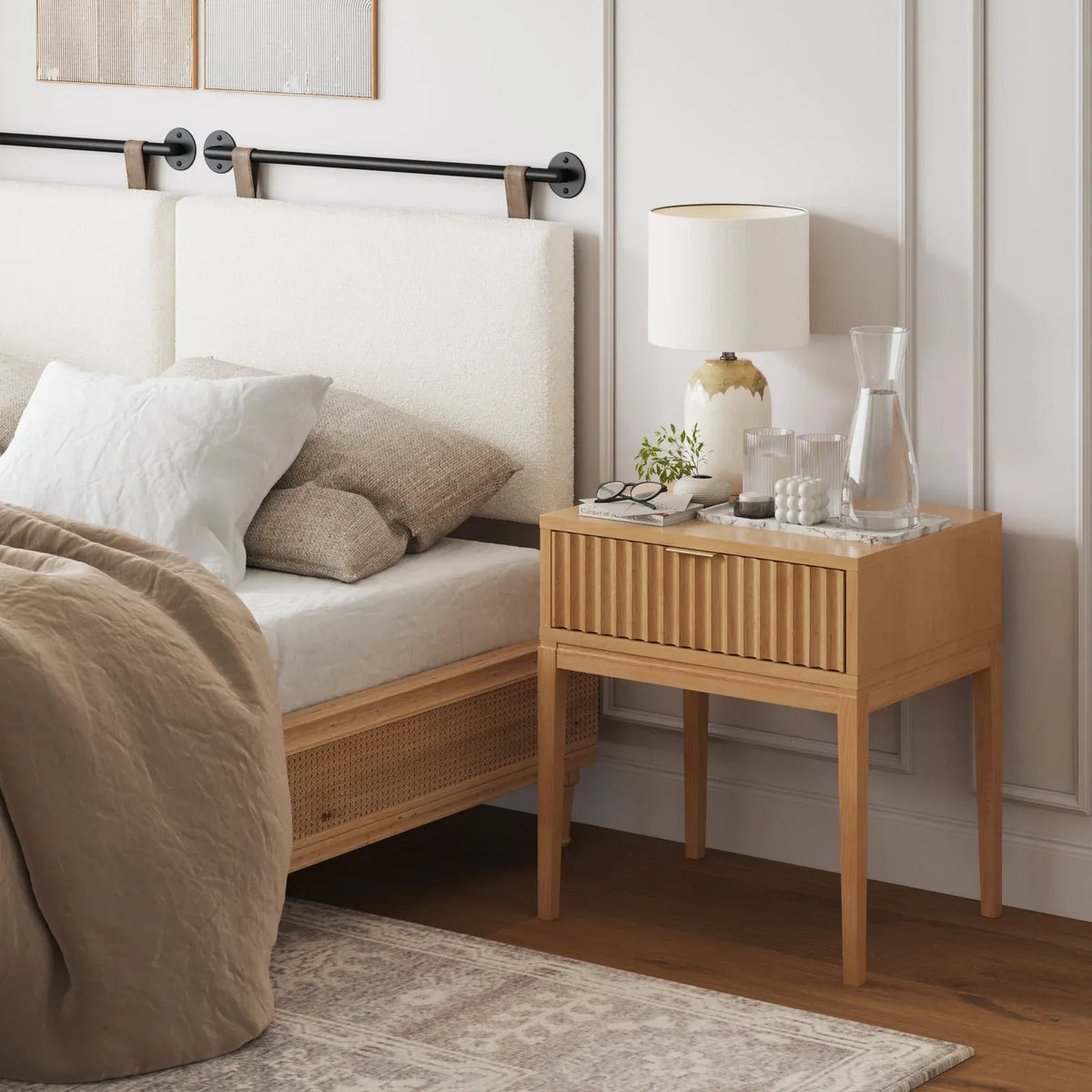 Fluted Nightstand, Warm Pine