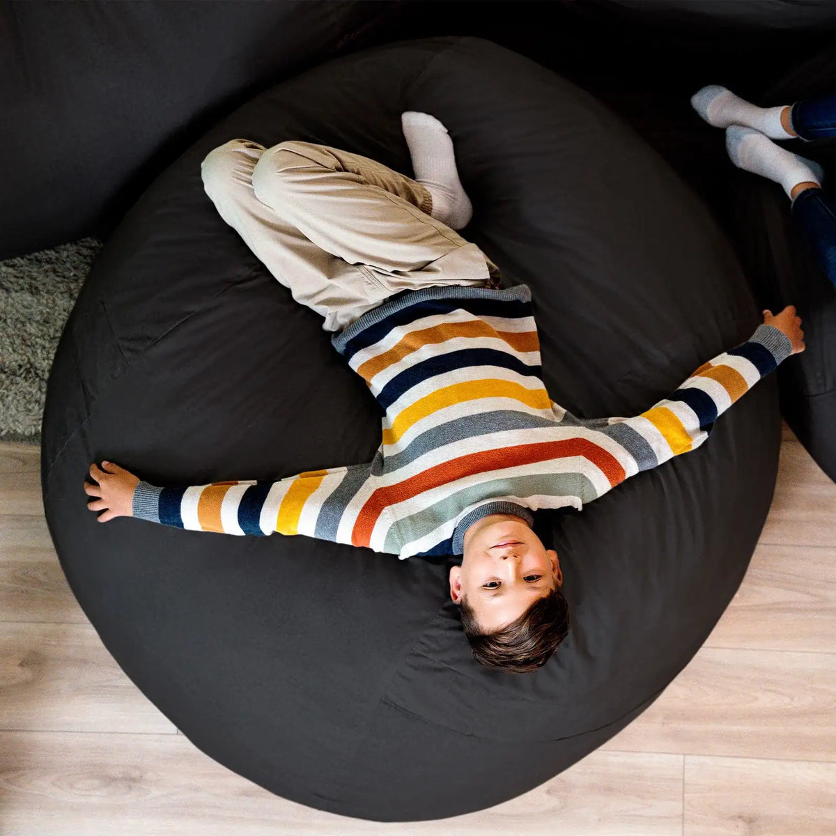 Foam Bean Bag Chair, Standard-Black Brushed Denim