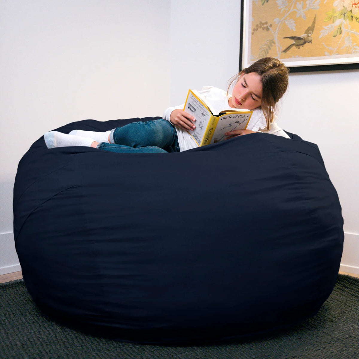 Foam Bean Bag Chair, Standard-Cobalt Brushed Denim