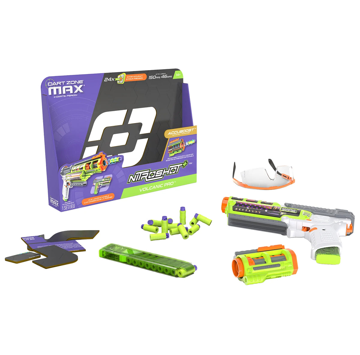 Foam Dart Blaster with Spring-Powered Slam Fire and Two 12-Round Half-Length Slanted Magazines