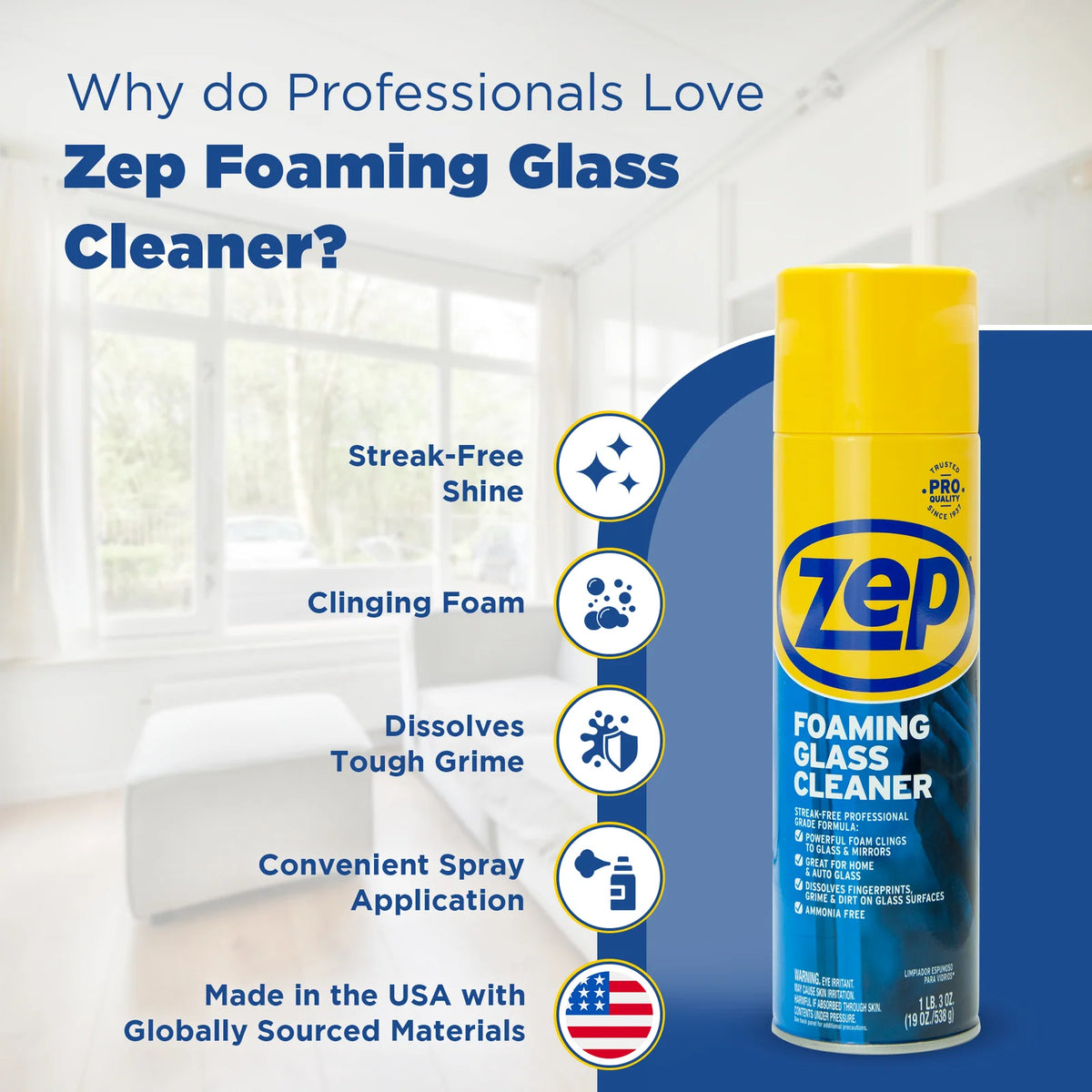 Foaming Glass Cleaner in 19 oz Aerosol Cans