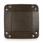 Foldable Leather Desk Tray in Mocha for Travel, Workspace Organization, and Snap-Closed Accessory Storage