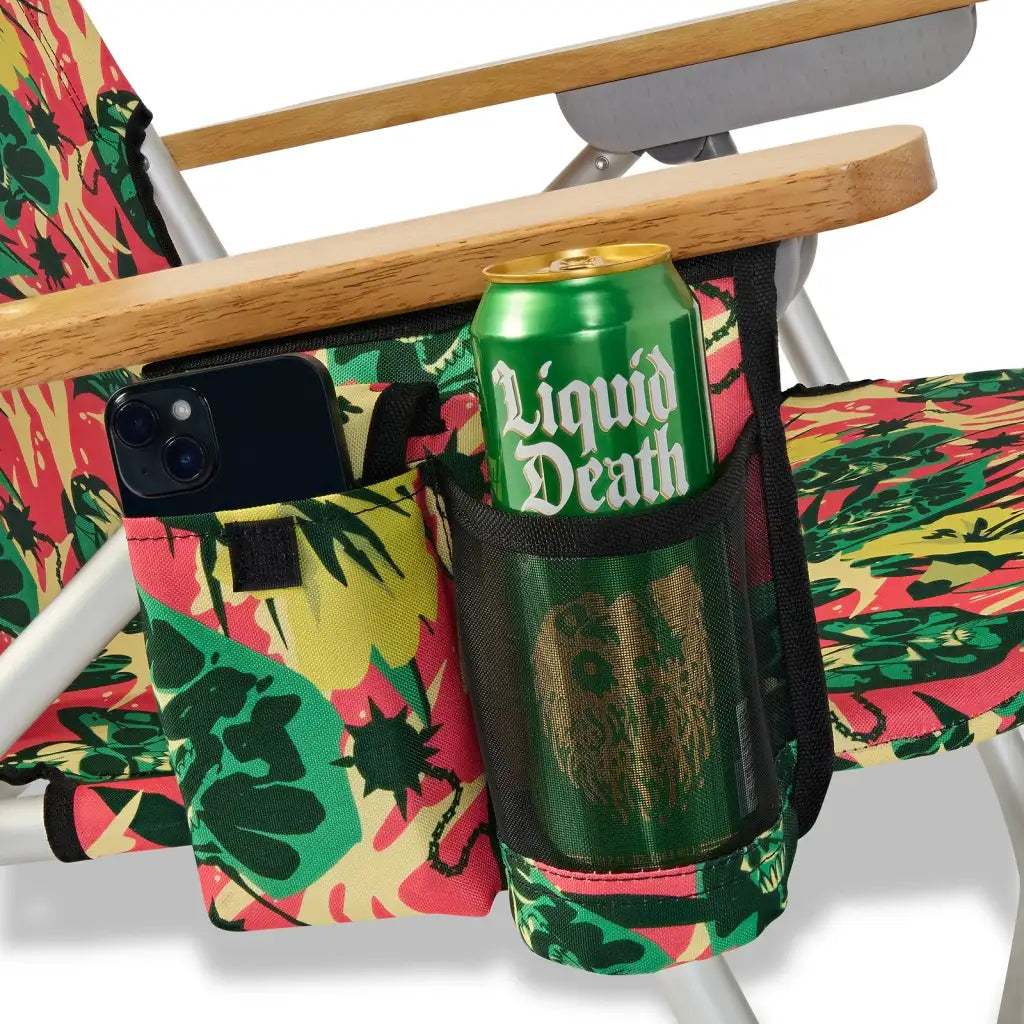 Folding Beach Chair in Pink/Green, Compact Outdoor Seating for Relaxing by the Shore or Pool