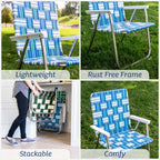 Folding Beach Chair in Retro Red, White and Blue Aluminum