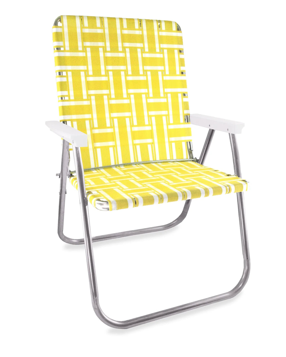 Folding Lawn Chair in Yellow and White Stripes, Magnum Size