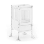 Folding Toddler Kitchen Tower with an Adjustable Platform for Counter Height Activities and Flat Storage — White