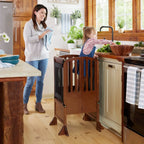 Folding Toddler Kitchen Tower with an Adjustable Platform for Counter Height Activities and Flat Storage
