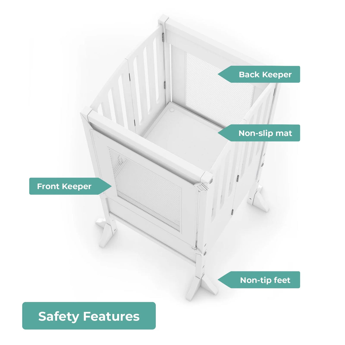 Folding Toddler Kitchen Tower with an Adjustable Platform for Counter Height Activities and Flat Storage