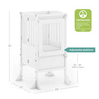 Folding Toddler Kitchen Tower with an Adjustable Platform for Counter Height Activities and Flat Storage