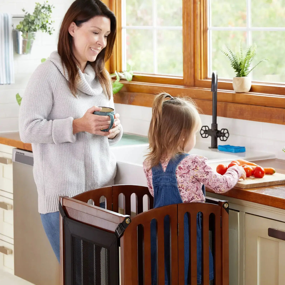 Folding Toddler Kitchen Tower with an Adjustable Platform for Counter Height Activities and Flat Storage