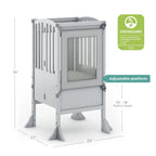Folding Toddler Kitchen Tower with an Adjustable Platform for Counter Height Activities and Flat Storage