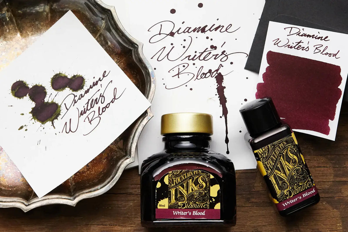 Fountain Pen Ink in Dark Burgundy Red, 80ml Glass Bottle