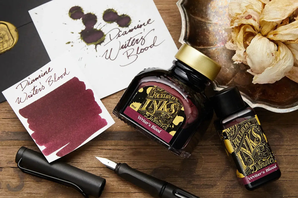 Fountain Pen Ink in Dark Burgundy Red, 80ml Glass Bottle