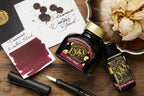 Fountain Pen Ink in Dark Burgundy Red, 80ml Glass Bottle