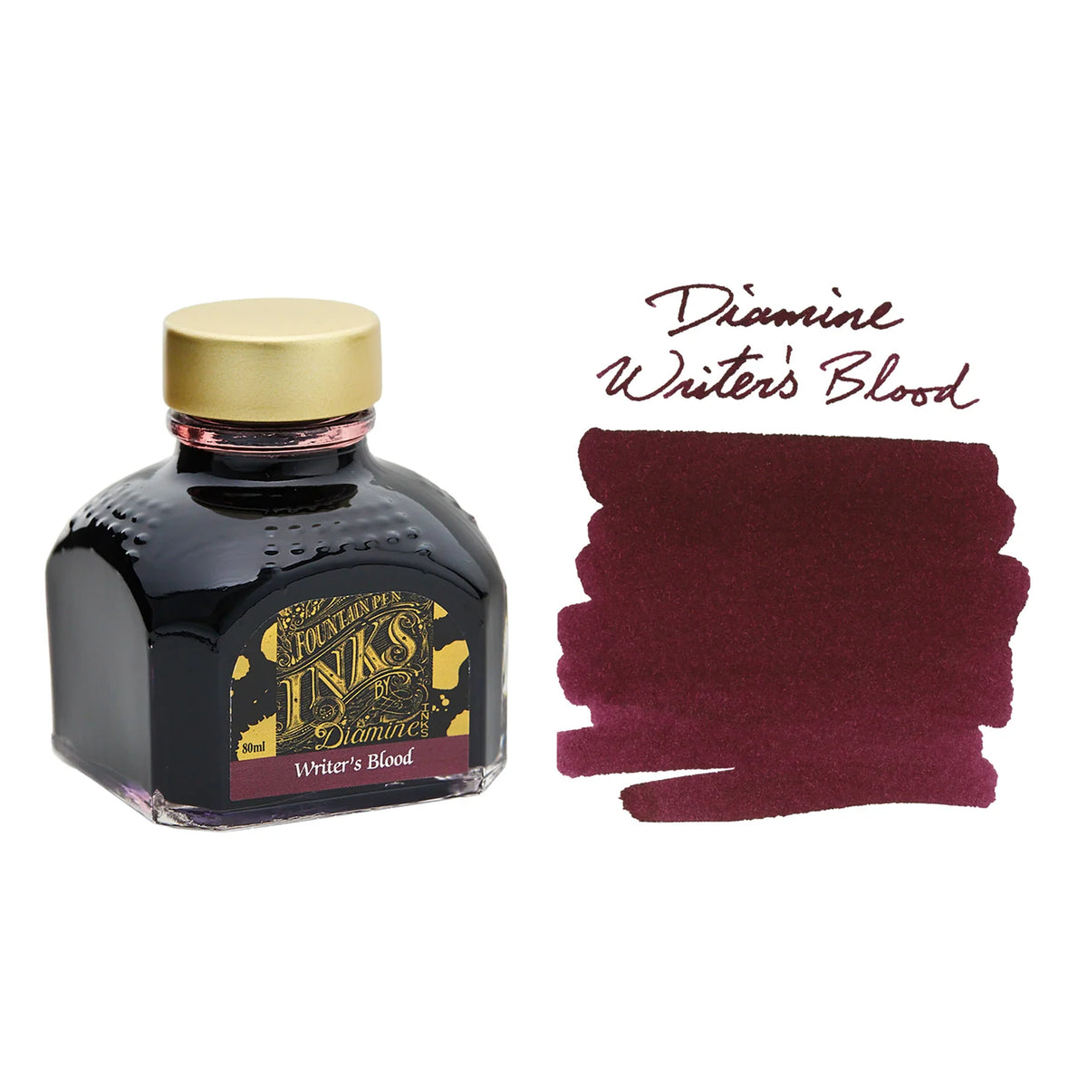 Fountain Pen Ink in Dark Burgundy Red, 80ml Glass Bottle