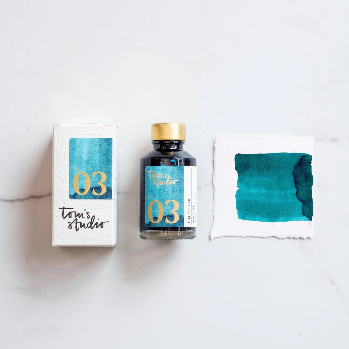 Fountain Pen Ink, Ocean-Blue Neptune Shade for Writing, Drawing and Creative Lettering with Free-Flowing Color