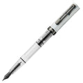 Fountain Pen with Crystal Clear Piston Barrel, Carrara Marbled Pattern and Five Nib Sizes for Everyday Writing