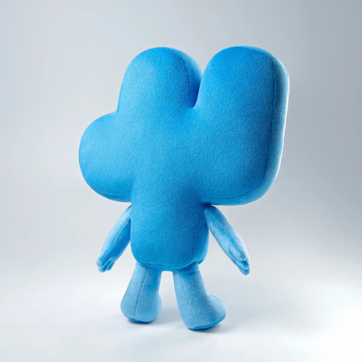 Four Plush Toy with Fuzzy Blue Fabric, Embroidered Face and Improved Padding for BFDI Fans