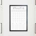 Framed Whiteboard Calendar with Four Planning Sections for Monthly Family Scheduling and Notes — 11"x14" / Barnwood