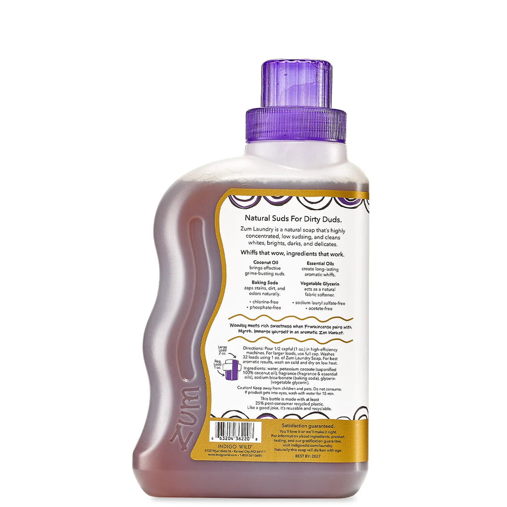 Frankincense & Myrrh Laundry Soap, 32 Fl Oz Concentrated Low-Sudsing Wash for HE and Standard Machines