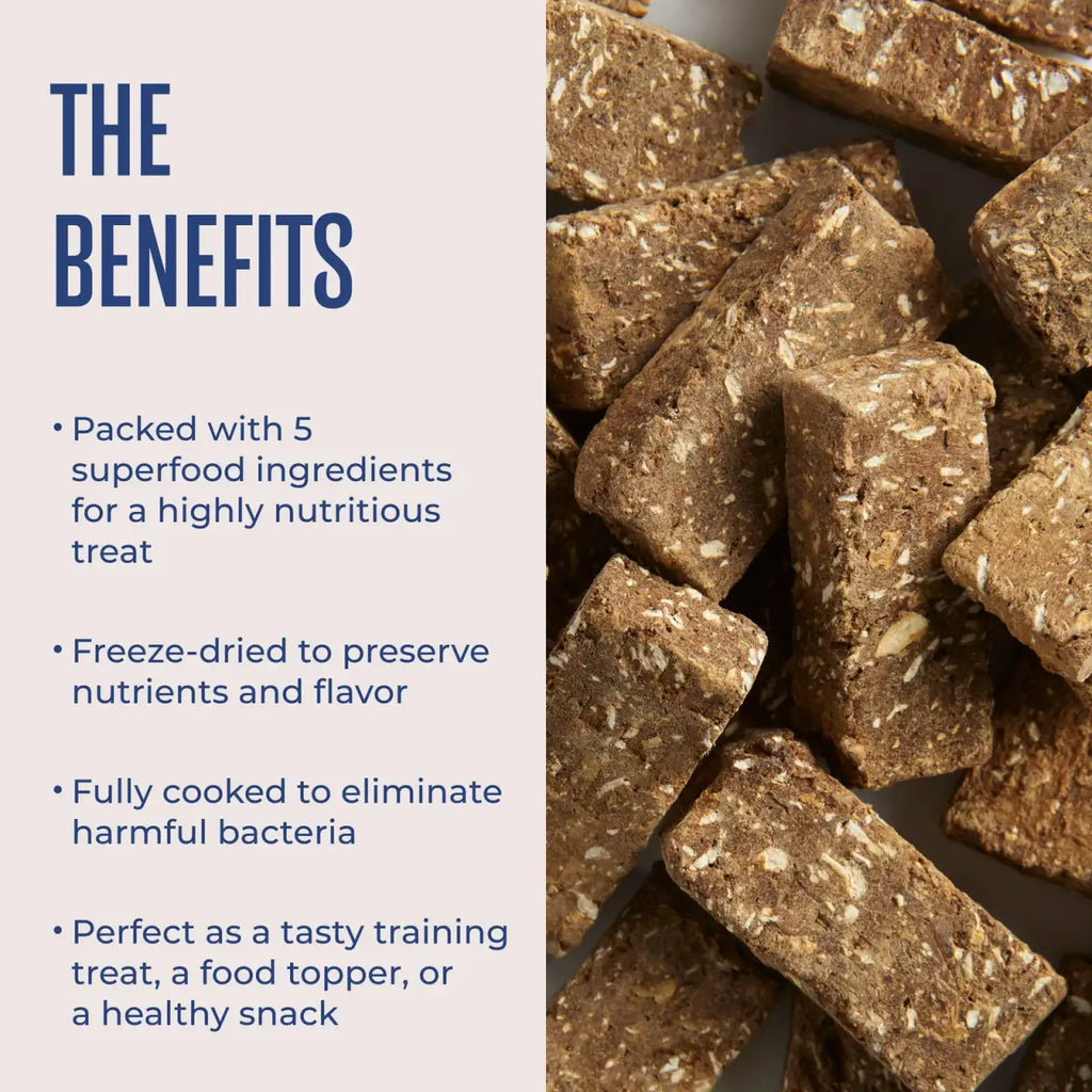 Freeze-Dried Dog Treats in a Beef, Sweet Potato and Yogurt Recipe