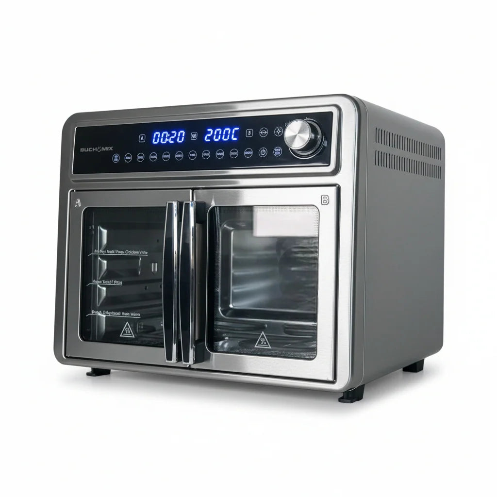 French Door Air Fryer Oven, 30-Quart Capacity and Dual Independent Cooking Compartments for Family Meals
