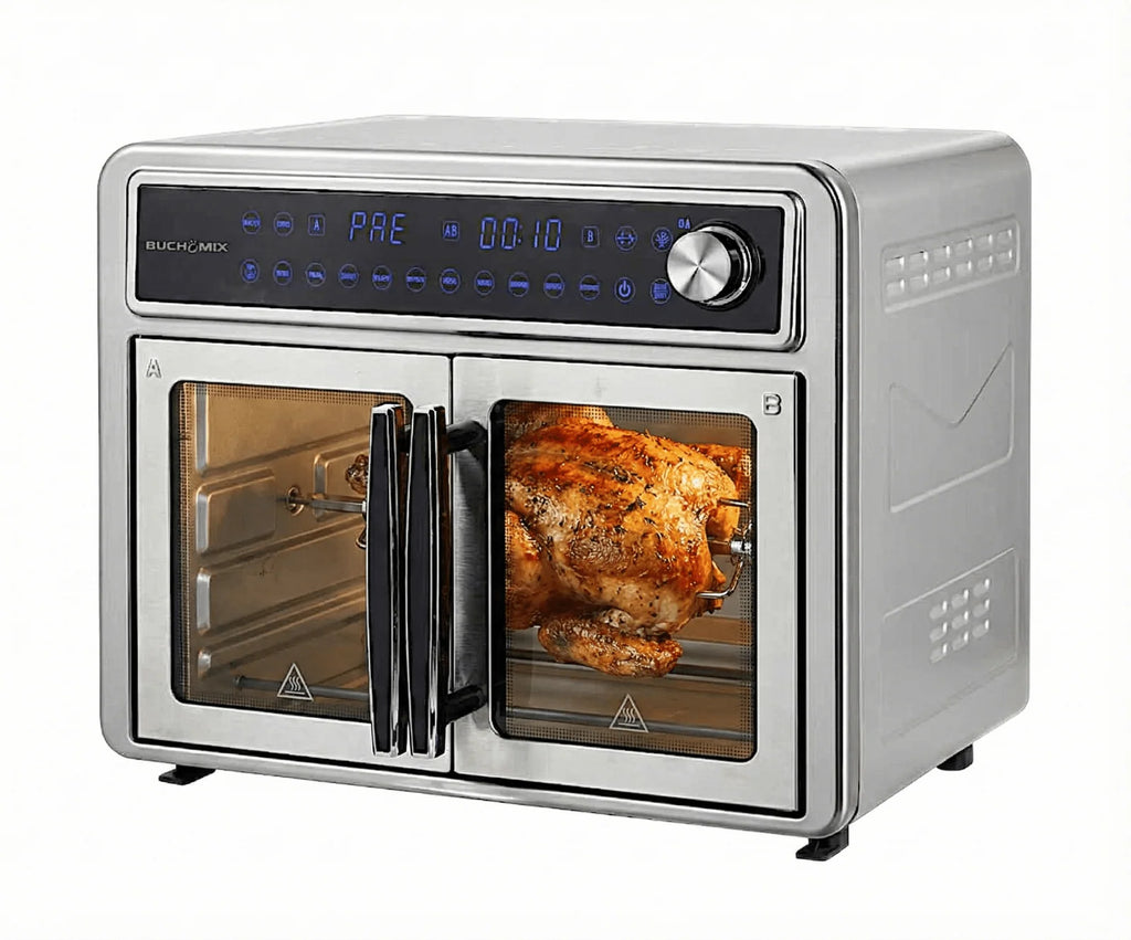 French Door Air Fryer Oven, 30-Quart Capacity and Dual Independent Cooking Compartments for Family Meals