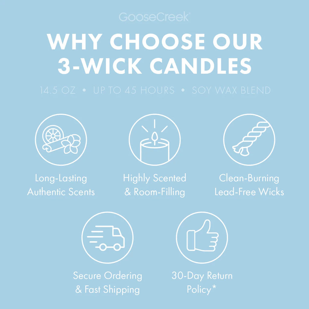 Fresh 3-Wick Scented Candle with Cool Waters, Bergamot and Cedar Notes for Large Open Rooms